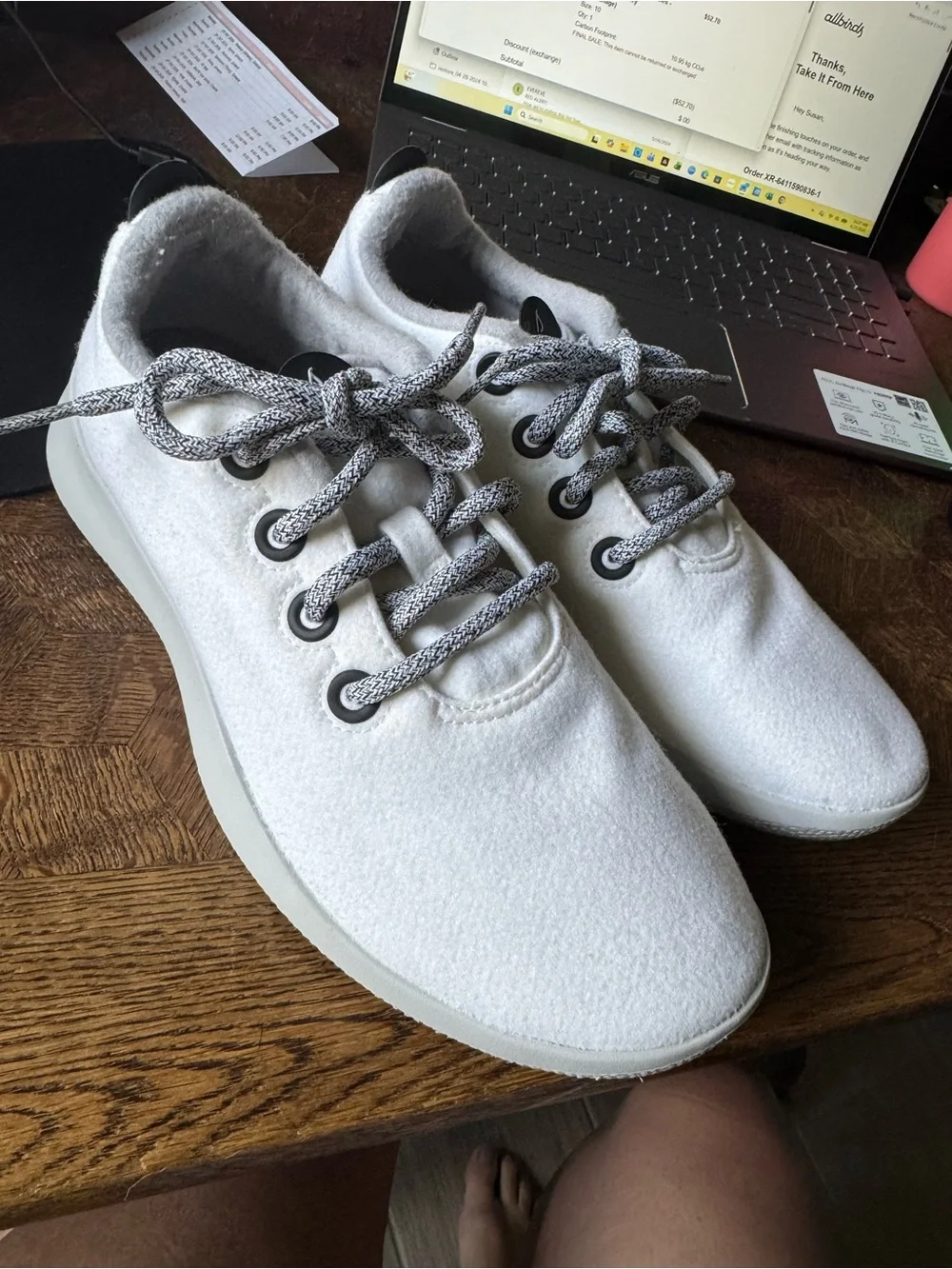 Women’s All Birds Wool Runner Mizzies White/ Light Gray - worn once -Size 10